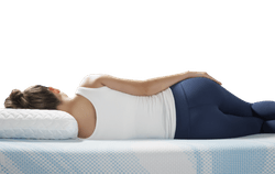 Profile of Woman Lying on Her Body-Adapting Tempur-Pedic